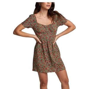 RVCA Sweetheart Neckline Cheetah Print Mini Dress